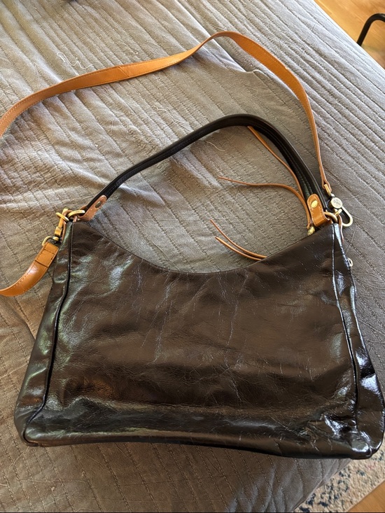 HOBO Handbags - HOBO Black Leather Hobo with Tan Strap
